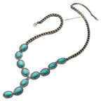 Turquoise Stone Pendant Necklace with Alloy Chain