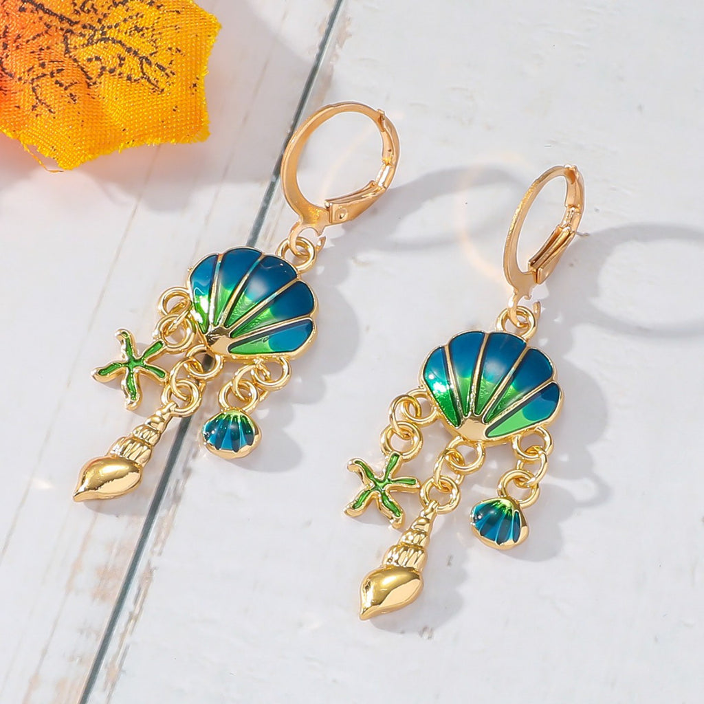 Seashell Charm Hoop Earrings
