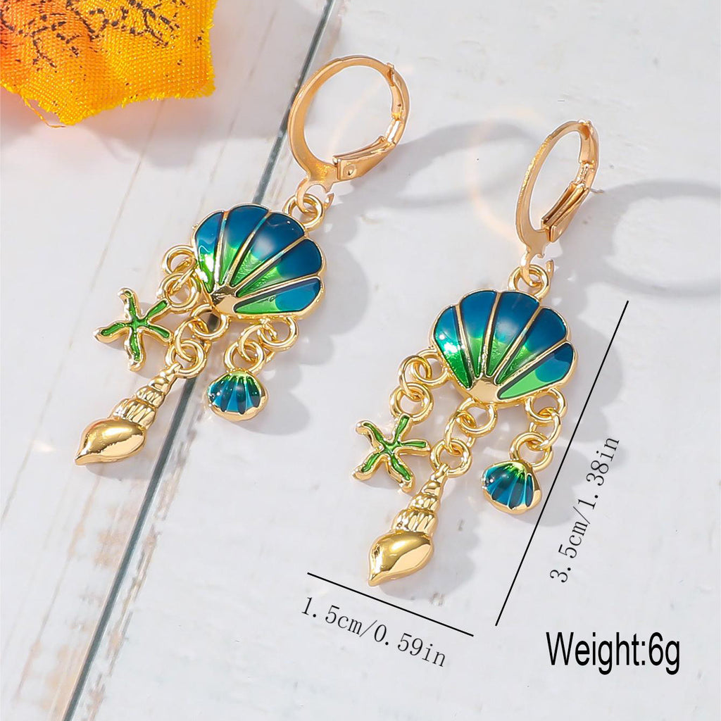 Seashell Charm Hoop Earrings