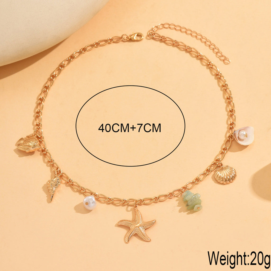 Marine Charm Pendant Necklace with Alloy Chain