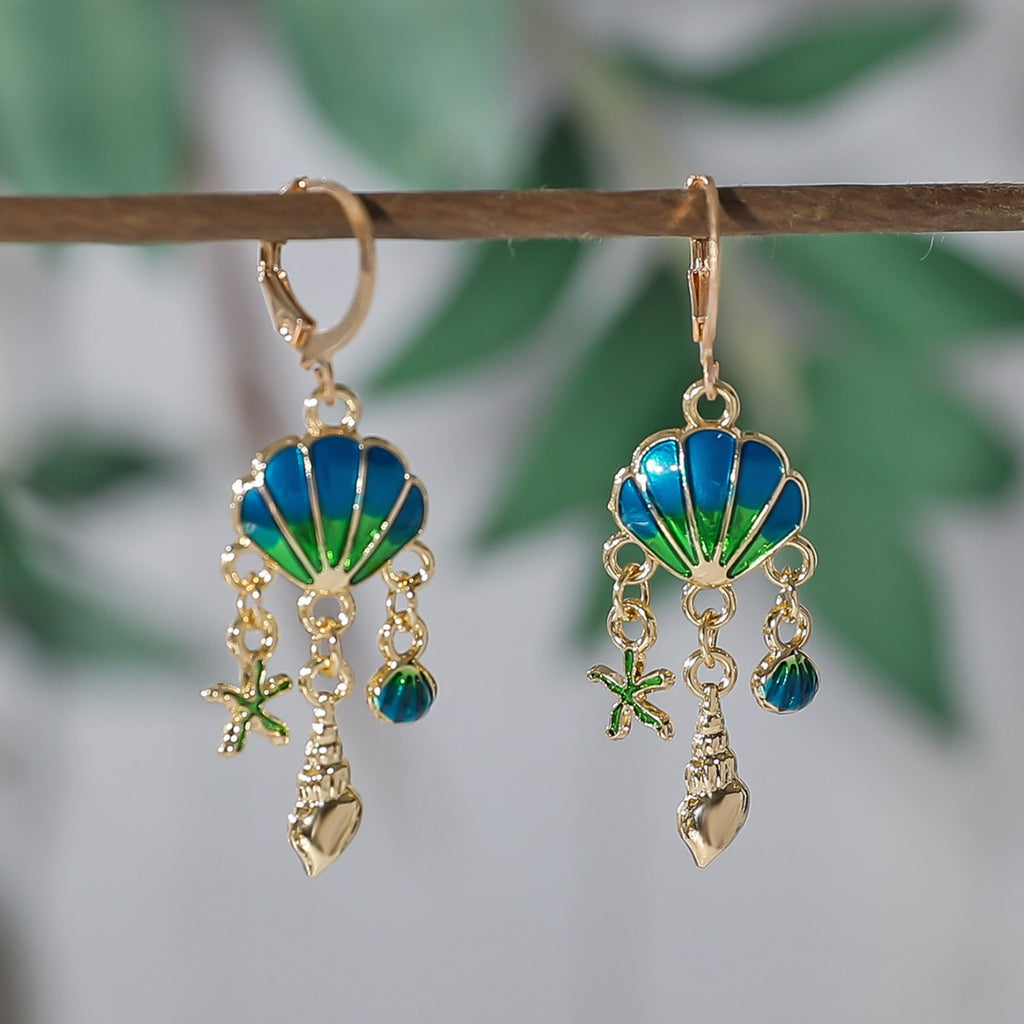 Seashell Charm Hoop Earrings