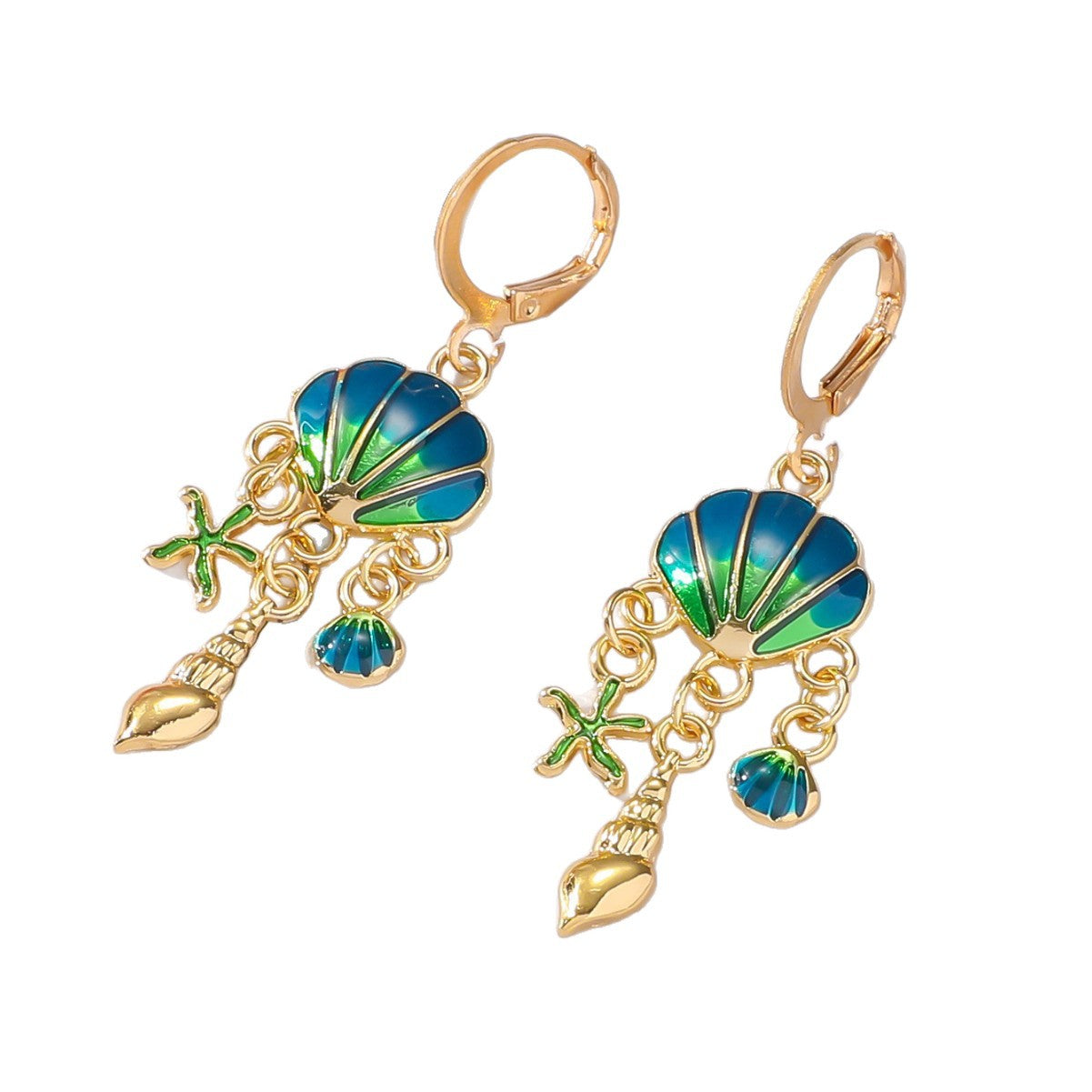 Seashell Charm Hoop Earrings