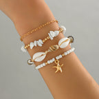 Shell Charm Bracelet Set with Alloy Chain