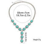 Turquoise Stone Pendant Necklace with Alloy Chain