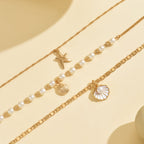 Marine Starfish Shell Layered Pendant Necklace