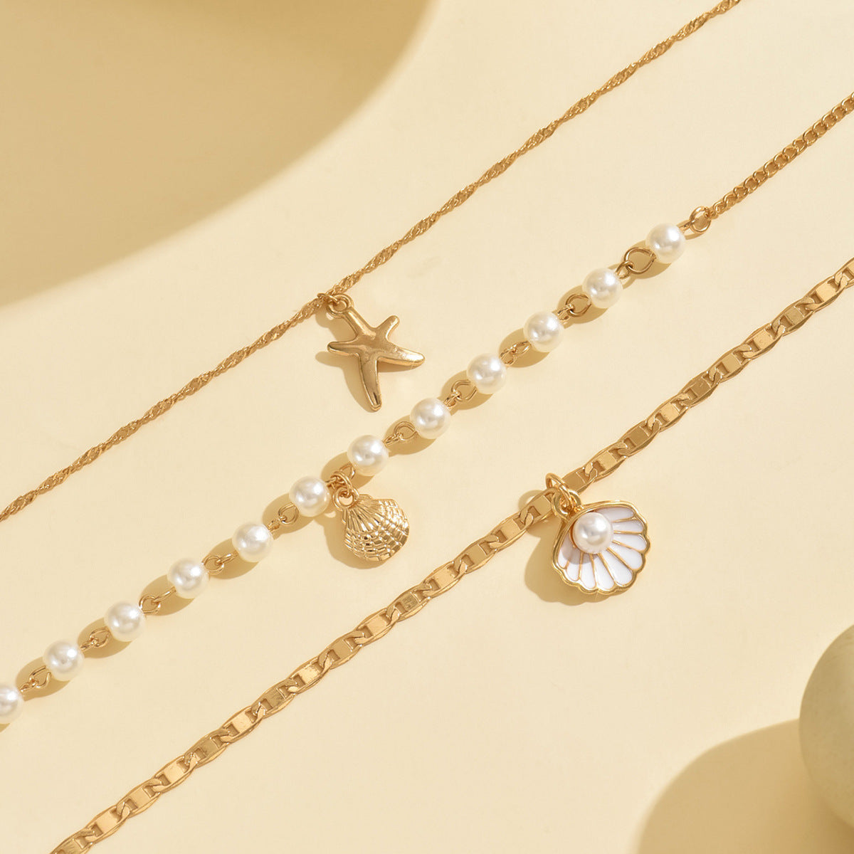 Marine Starfish Shell Layered Pendant Necklace